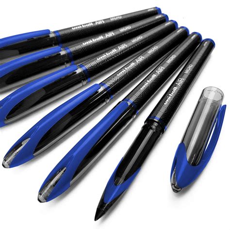 Uni-Ball AIR Micro - 0.5mm Fine Rollerball - Pack of 6 - Blue - UBA-188 ...