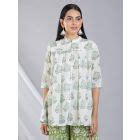 Off White Red Hand Block Printed Cotton Mulmul Kurta with Palazzo - Set ...