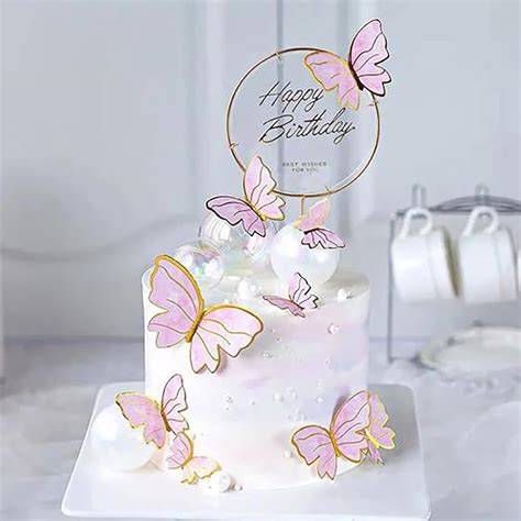Hazyore Pink Butterfly Cake Toppers, 11pcs Cupcake Toppers India | Ubuy