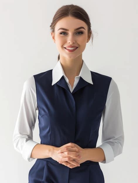 Stewardess in white background | Premium AI-generated image