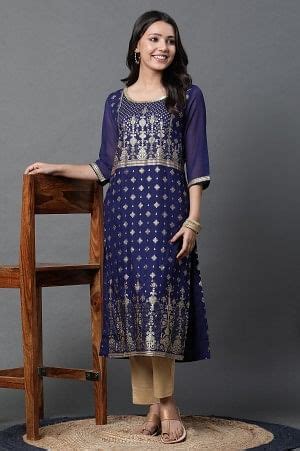 Buy Blue Embellished Kurta and Pants Set Online for Woman | Shop for ...