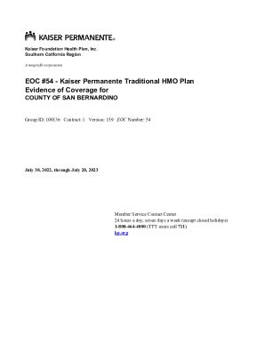 Fillable Online EOC #54 - Kaiser Permanente Traditional HMO Plan ...
