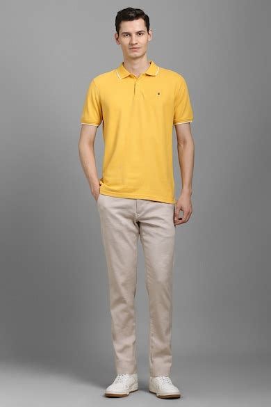 Buy Men Yellow Solid Polo Neck T-shirt Online - 39943190 | Louis Philippe