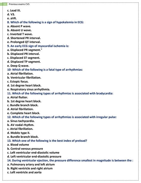 SOLUTION: Previous exams mcqs with answers on cardiovascular system cvs ...
