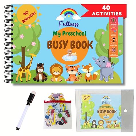 Buy Fullness My Preschool Busy Book | 40 Activities Learning Binder ...