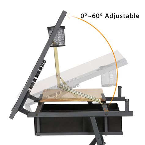 Yaheetech Drawing Table with Storage, Drafting Table, Height Adjustable ...