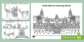 Coat of Arms South Africa Colouring Page (teacher made)