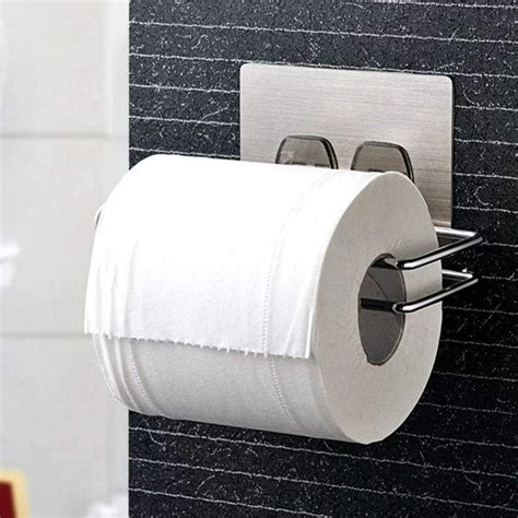 K.K. VillA Stainless Steel No Drill Self Adhesive Toilet Paper Holder ...