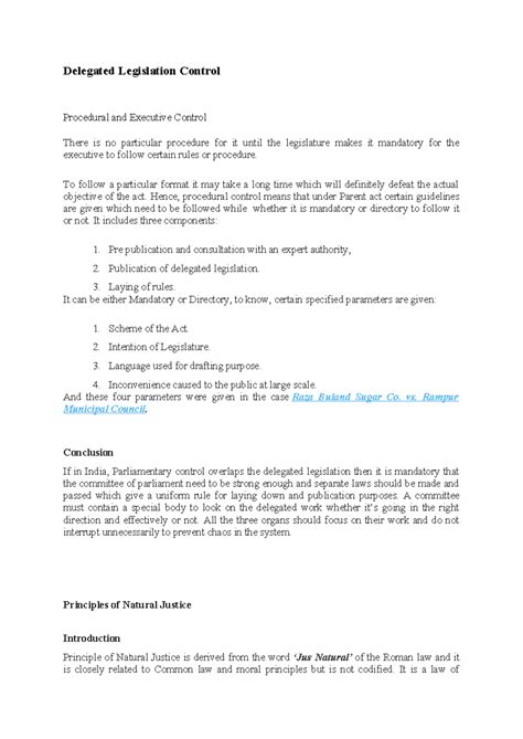 Admin Law Study Notes: Delegated Legislation & Natural Justice ...