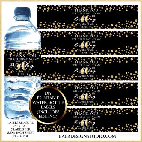 DIY Printable Water Bottle Labels 1, 2, 3 EASY - Baer Design Studio