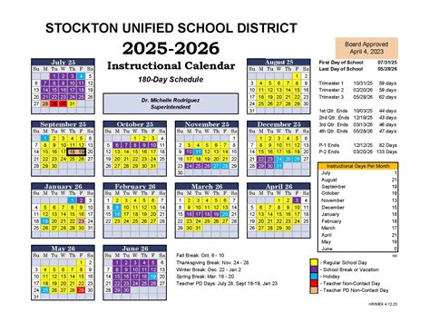 Stockton Unified School District Calendar 2025-2026 in PDF