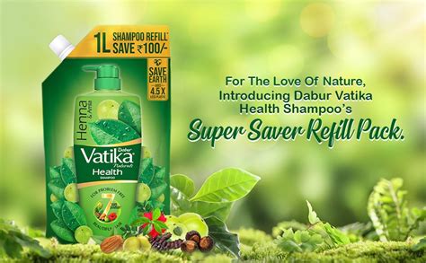 Buy Dabur Vatika Health Shampoo - 1L (Refill Pouch) | For Smooth, Shiny ...