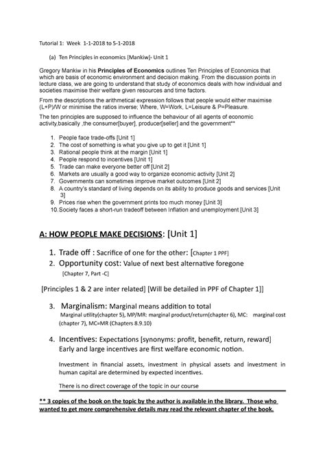 Tutorial 1 - Tutorial 1: Week 1-1-2018 to 5-1-2018 (a) Ten Principles ...