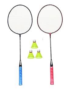 FITNACE Badminton Racket Single Shaft 2 PC with Free 3 Shuttle Corks ...