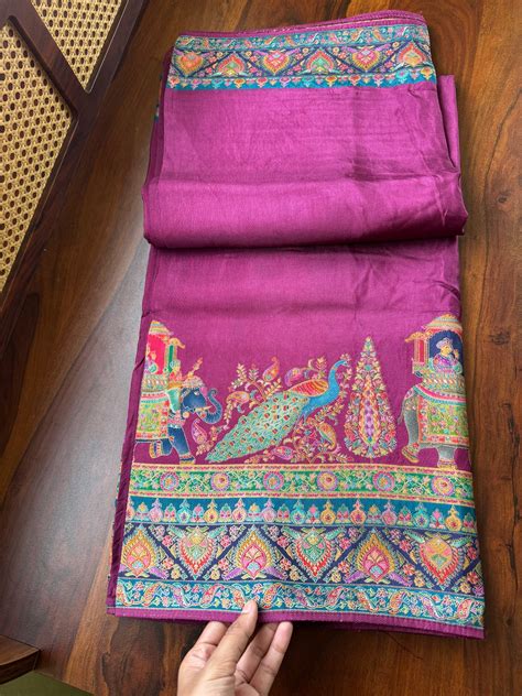 Luxe Pashmina Style Semi Silk Saree - Purple – Kannamma Designs