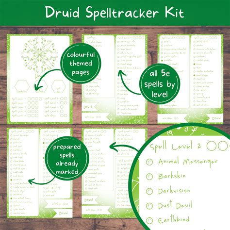 Druid Spelltracker DND Set All D&D 5e Druid Spell Lists - Etsy Ireland