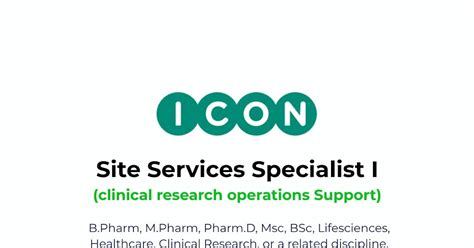 Clinical Operations Job – Site Services Specialist I at ICON plc | 1–4 ...