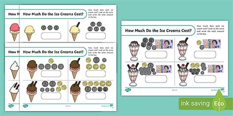 How Much Do the Ice Creams Cost? Worksheets