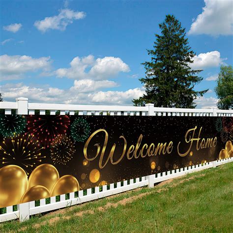 Gatherfun Welcome Home Banner Black Gold Large Outdoor Decorations ...