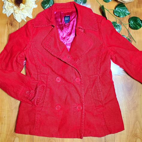 Gap Corduroy Peacoat Cherry red cords jacket.... - Depop