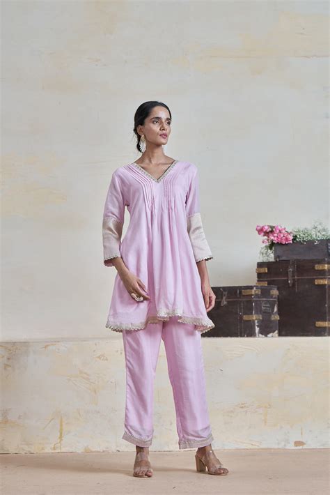 Lilac Pleated Co-Ord Set – Subhrekha