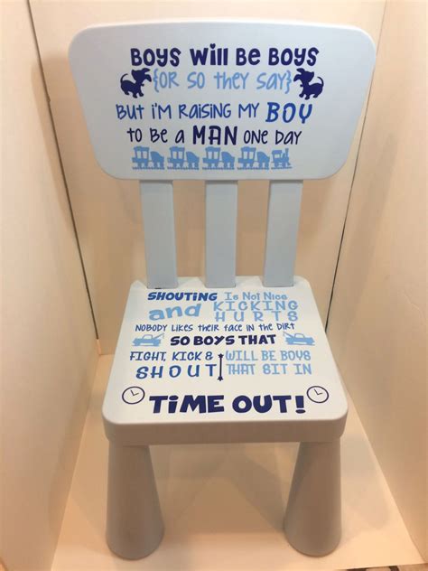 Time Out Chair for Boy with Vinyl Saying in Blue