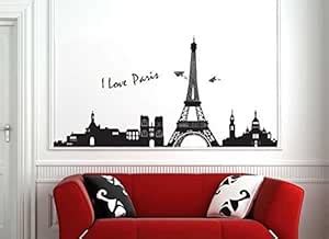 SS Decor Eiffel Tower Paris' Wall Sticker (PVC Vinyl, 90 cm x 60 cm ...