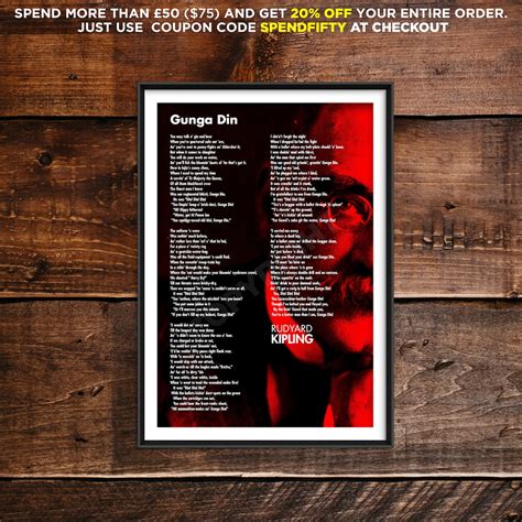 Rudyard Kipling Poem - Gunga Din - Poster Original Art Print Photo Gift ...