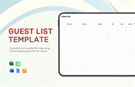 Guest List Template Excel