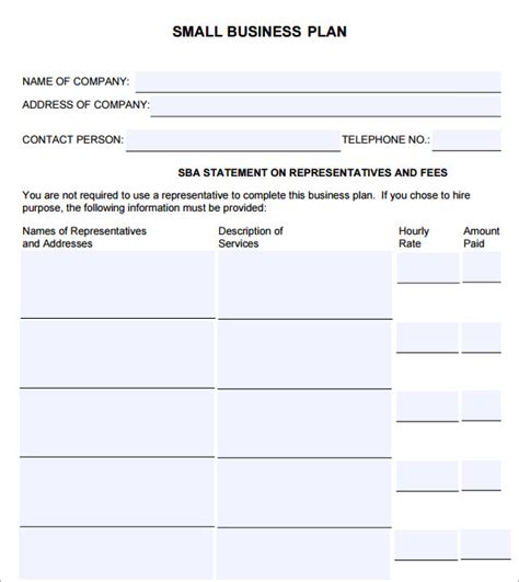 Small Business Plan Sample 的图像结果