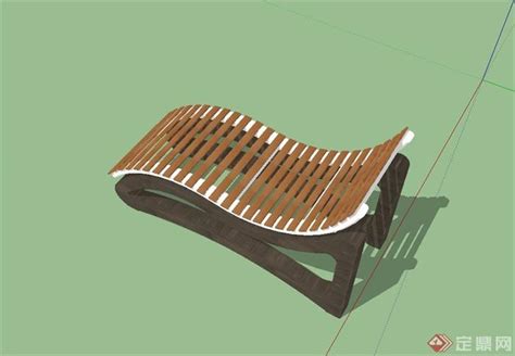 全木质休闲户外躺椅设计su模型[原创]