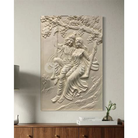 Buy Radha Krishna 3D Relief Mural Wall Art Online - Artociti