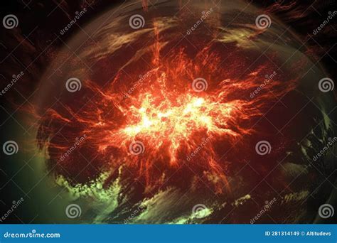 Satellite Imagery of a Solar Flare Affecting Earths Ionosphere Stock Illustration - Illustration ...