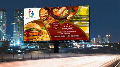 Free Restaurant Billboard Advertising Template – GraphicsFamily