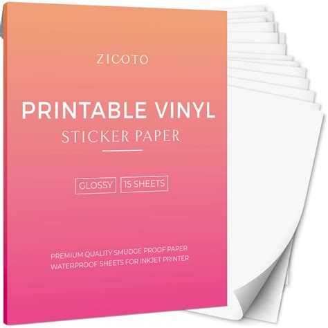 Zicoto Premium Printable Vinyl Sticker Paper For Your Inkjet Printer ...