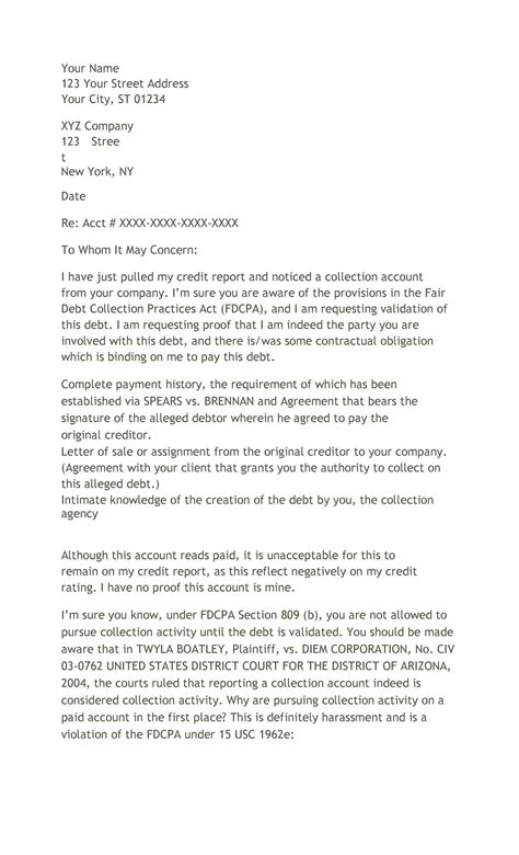 50 Free Debt Validation Letter Samples & Templates ᐅ TemplateLab