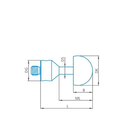 Hemisphere stylus M5, DK16 L20 - M5, Hollow hemisphere styli, ceramic