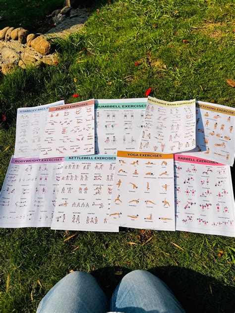 Buy Workout Poster, Workout Exercise Chart, Set of 9 Workout Chart ...