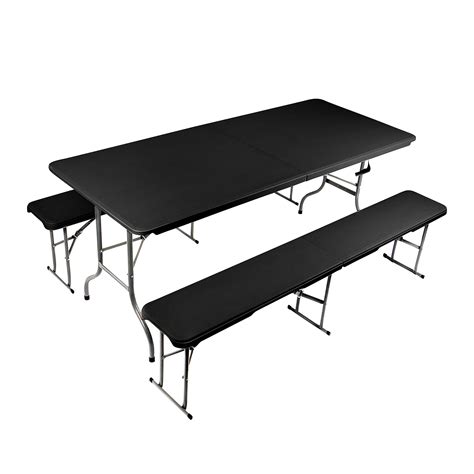 Buy Vanage Garden Furniture Set in Black – Folding Table and Bench Set ...