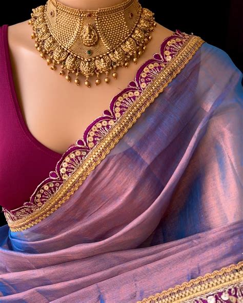 COPPER BLUE METTALIC TISSUE SAREE – Theja Couture
