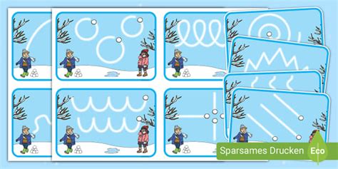 Winterliche Schneemusterkarten (teacher made) - Twinkl