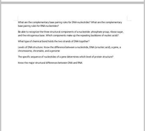 Solved What are the complementary base pairing rules for DNA | Chegg.com