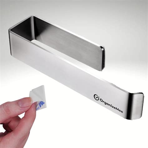 OrganizeMee Stainless Steel (Self Adhesive) Napkin & Towel Holder for ...