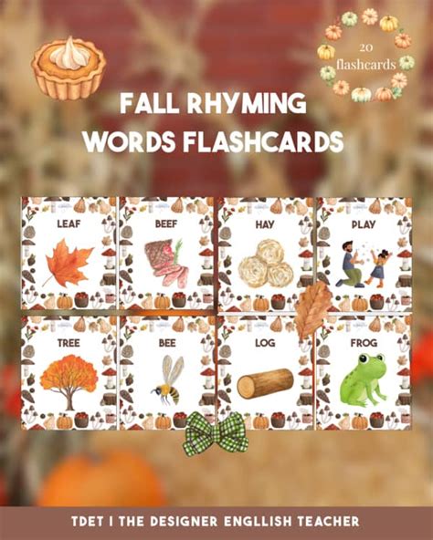 Fall rhyming words flashcards | Autumn | Printable by TDET Miss Laura