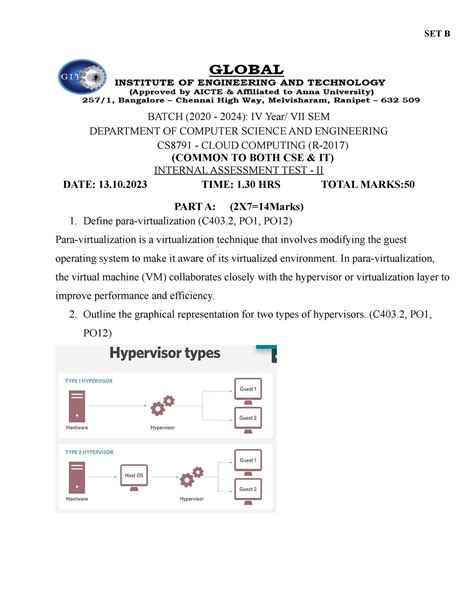 Iat 2cloud computing set B cse,IT - KEY - BATCH (2020 - 2024): IV Year ...