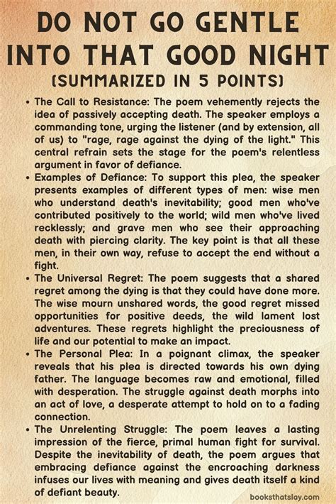Do not go gentle into that good night Summary, Analysis and Themes