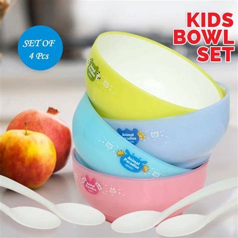 4816 Plastic Animal Cartoon Colorful Bowl set, 4 Pieces Bowl with 4 ...