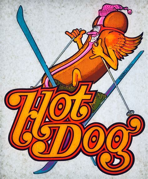Original Vintage Hot Dog Ski Iron On Transfer DAYGLO | #4638184176
