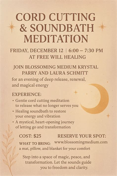 Cord Cutting Meditation and Sound Bath at FWH 12/12/25 6-730pm, 293 E ...