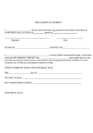 Liability Disclaimer Statement 的图像结果